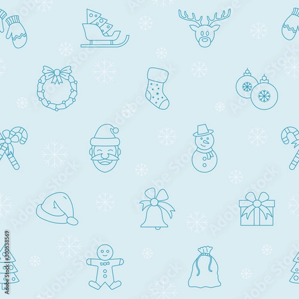 Fototapeta Christmas holiday background - Vector seamless pattern of winter decoration for graphic design