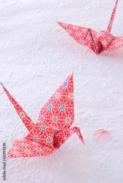 Fototapeta 冬イメージの折り鶴