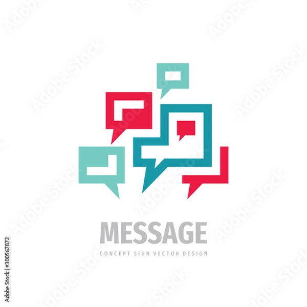 Fototapeta Message speech bubbles communication logo design, consulting sign. Social media symbol.