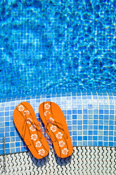 Obraz orange fliplops at the pool