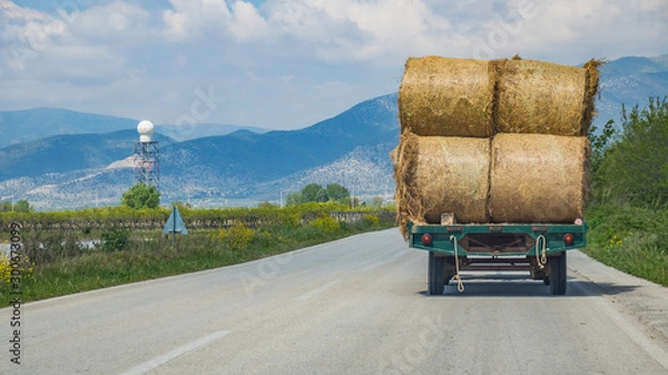 Obraz bales of hay overloaded at the truck