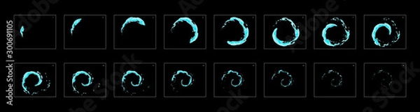Fototapeta water ring loop effect sprite sheet or animation frames. frame by frame classic animation for cartoon, mobile games, motion graphic or animation.