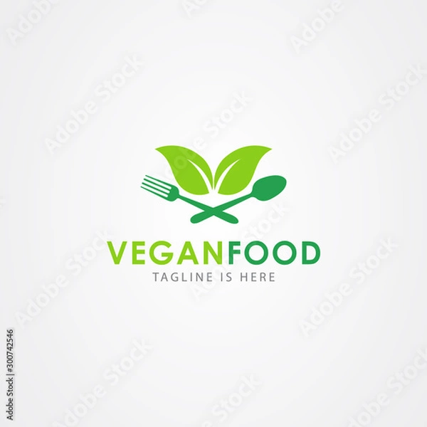 Fototapeta Vegan icon logo design template. vector illustration.