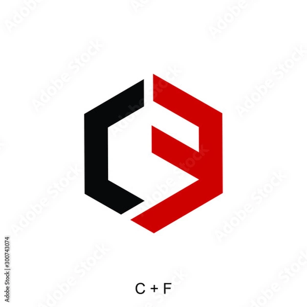 Fototapeta letter F and D in hexagon ready to use