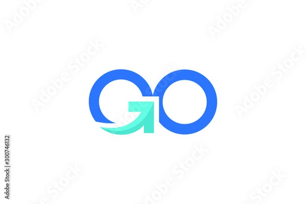 Fototapeta typography of GO with arrow sign on letter G ready to use