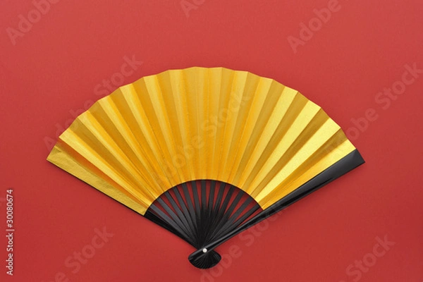 Fototapeta 赤バックに金扇子