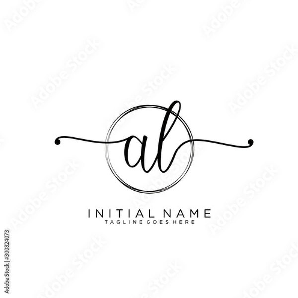 Fototapeta AL Initial handwriting logo with circle template vector.
