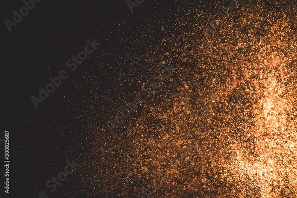 Fototapeta Gold bokeh on black