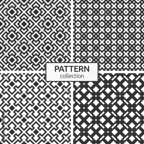Fototapeta Set of four rhombuses seamless patterns.