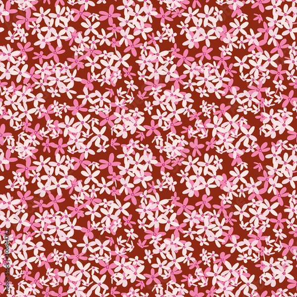 Fototapeta A seamless vector pattern with small pink flowers. Surface print design.