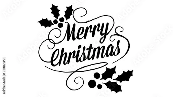 Fototapeta merry christmas logo, designed in chalkboard drawing style, animated footage ideal for the Christmas period