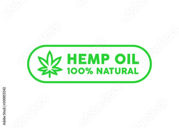 Fototapeta Hemp Oil 100% Natural vector icon