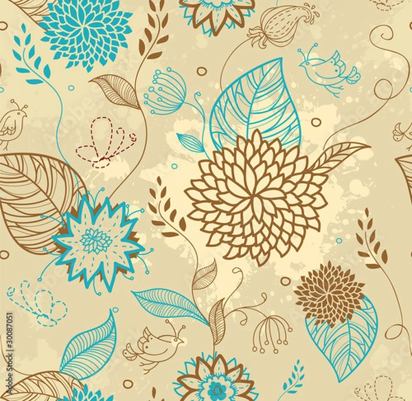 Fototapeta Seamless floral pattern