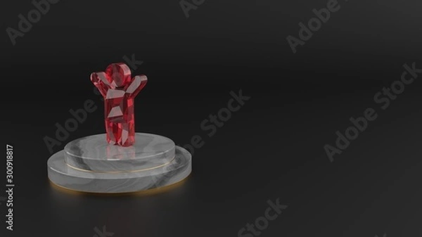 Fototapeta 3D rendering of red gemstone symbol of child icon
