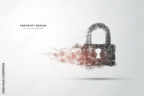 Obraz Points are connected and create a sign of the Cyber security concept lock. Technology and network concept. digital internet. Abstract background technology.Vector illustration