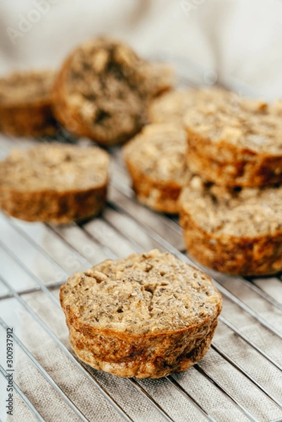 Fototapeta Pear, Cinnamon And Walnut Mini Breakfast Bites