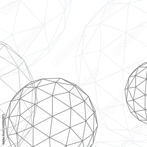 Obraz Vector globes. Abstract geometric background. Wire effect geometric 3d spheres. Abstract creative graphic for web and science.