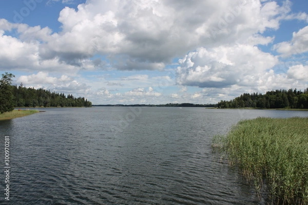 Obraz landscape with lake and clouds