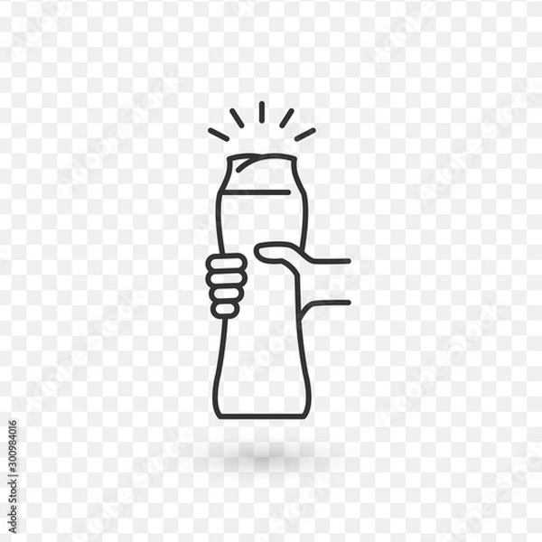 Fototapeta A person squeezes out the liquid from a bottle. Shake bottle. Stock Vector illustration isolated on white background.