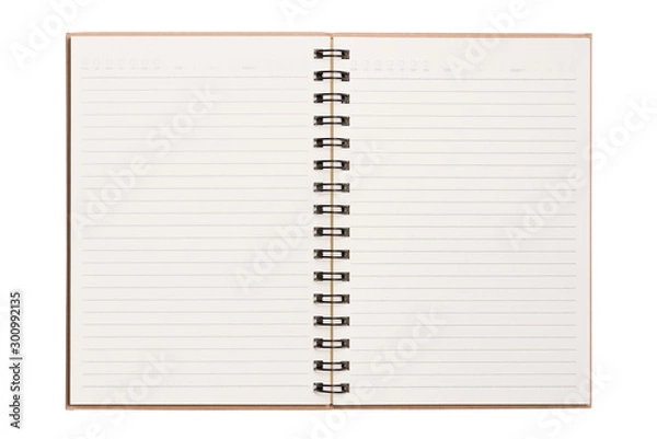 Fototapeta Open blank notebook isolated on white background