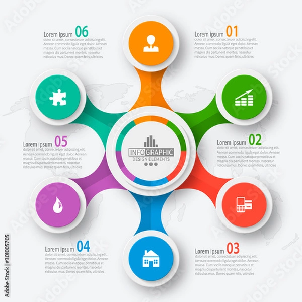 Fototapeta Abstract 3D Paper Infographics. Business template .Vector illustration