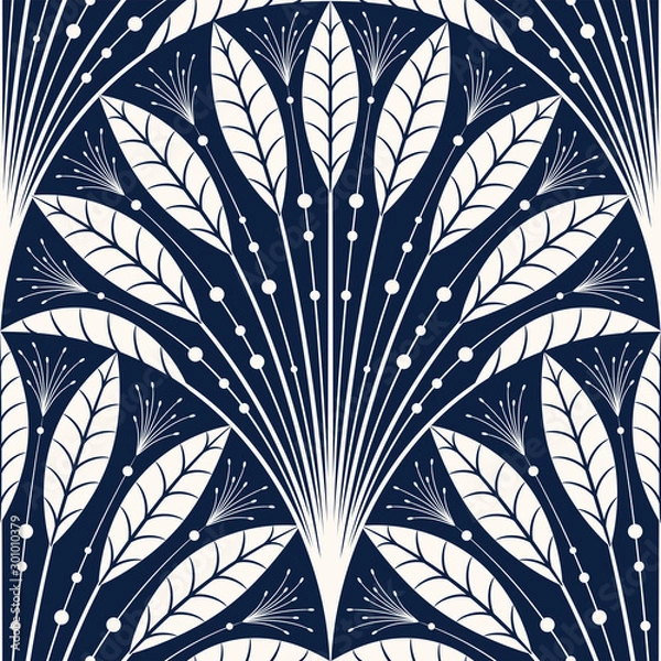 Fototapeta Feathers and beads, leaf scallop pattern, seamless vector