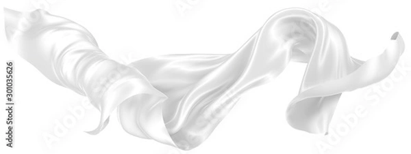 Obraz Abstract background of white wavy silk or satin. 3d rendering image.