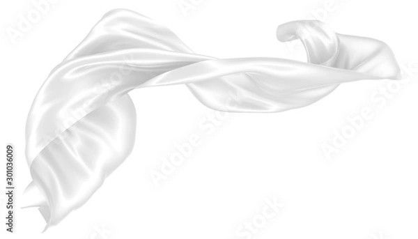 Obraz Abstract background of white wavy silk or satin. 3d rendering image.