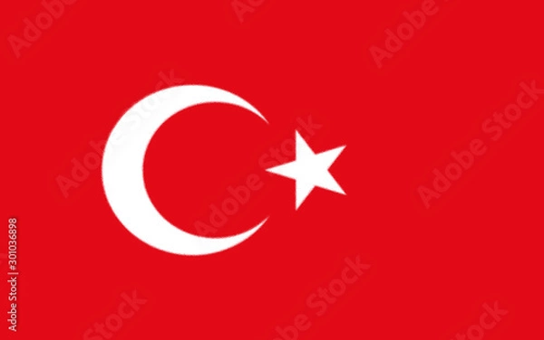 Fototapeta The flag of the Republic of Turkey, often referred to as the Turkish flag (Turkish: Türk bayrağı) is a red flag featuring a white star and crescent.