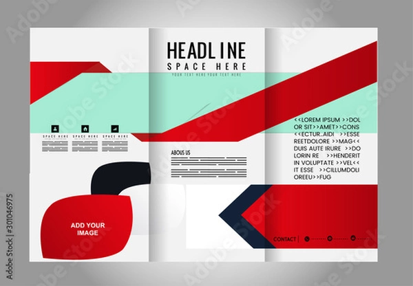 Fototapeta Front and back presentation of professional Two page Business Trifold, Flyer, Banner or Template design.