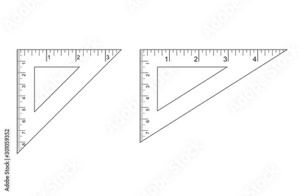 Obraz Triangle Ruler Square Set. Plastic School Drafting Drawing Right Angle Triangle Ruler. plastic triangular ruler  right angle  isosceles triangle vector