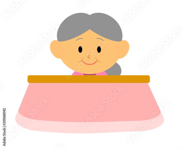 Fototapeta こたつでくつろぐおばあさん