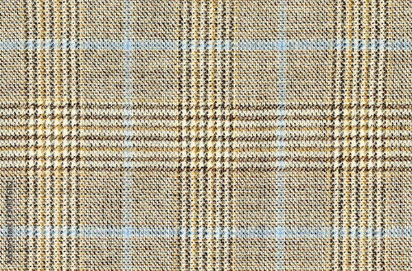 Obraz Classic Men's suit. Virgin wool extra fine. Beige with light blue color. Glenurquhart check is made of silk fabric