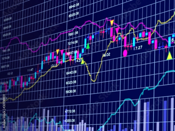Obraz 3d blue stock chart