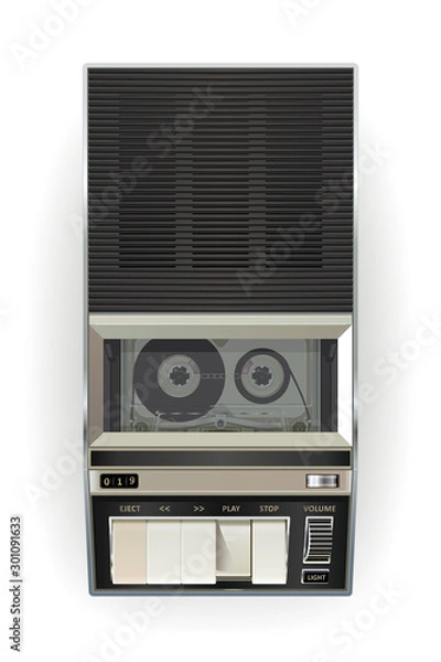 Obraz Old cassette tape player on a white background. Vector illustration template.