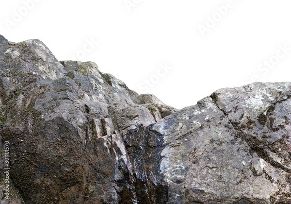 Obraz stone Rock cliff isolated on white background.