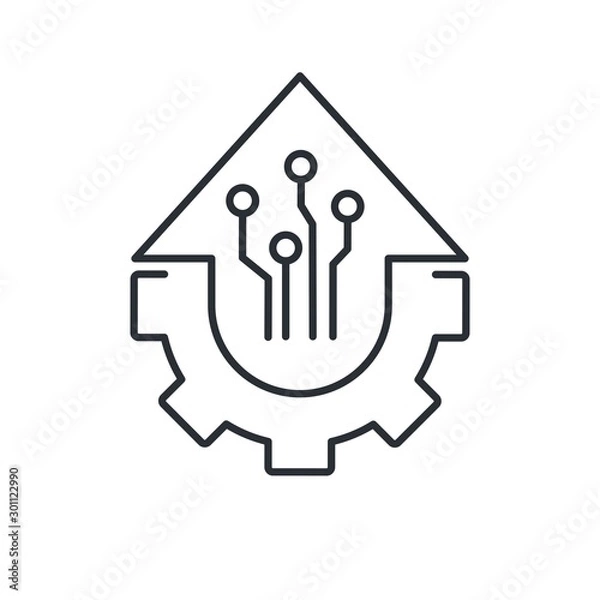 Fototapeta Electronic technology. Progress. Vector linear icon on a white background.