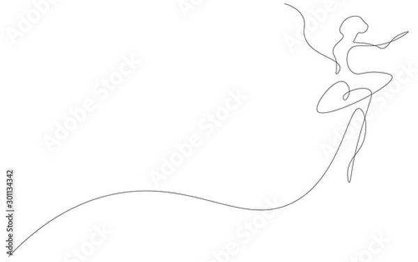 Fototapeta Ballet dancer continuous line drawing, vector illustration