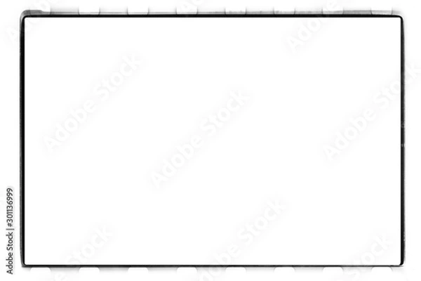Fototapeta Border. Empty square medium format 24x36 mm black and white 135 type (35 mm) film template with copy space isolated on white background with work path inside the image.