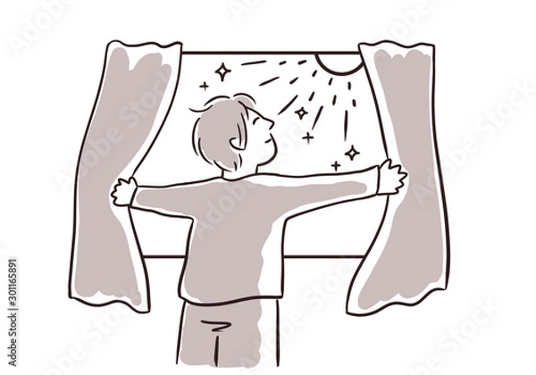 Obraz 朝日を浴びる男性