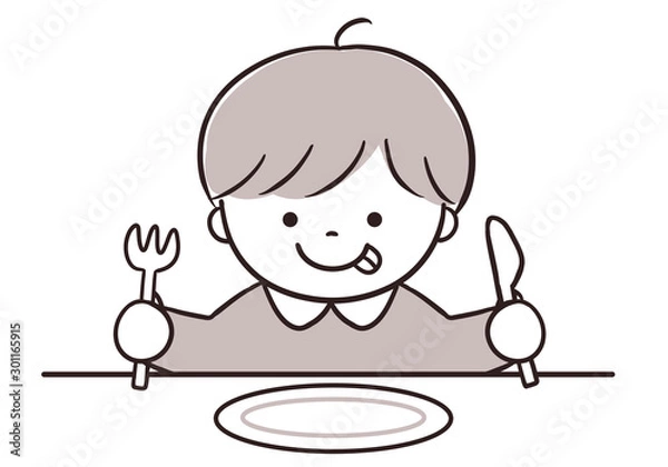 Obraz 食事を待つ男の子