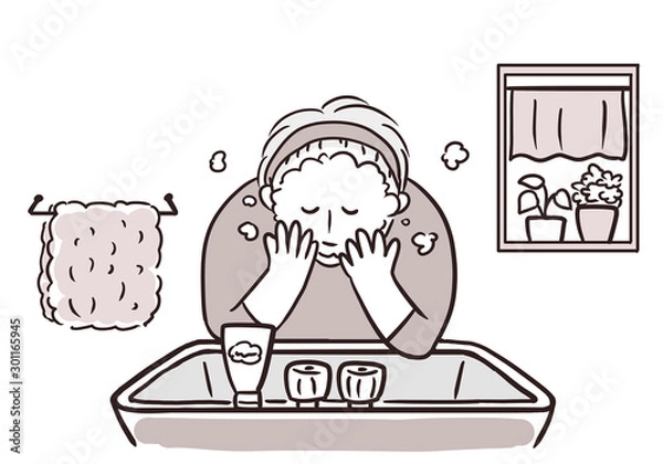 Obraz 洗顔する男性