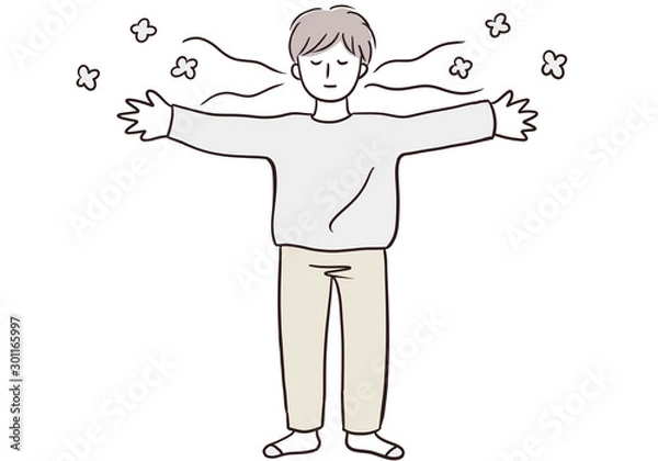 Obraz 深呼吸する男性