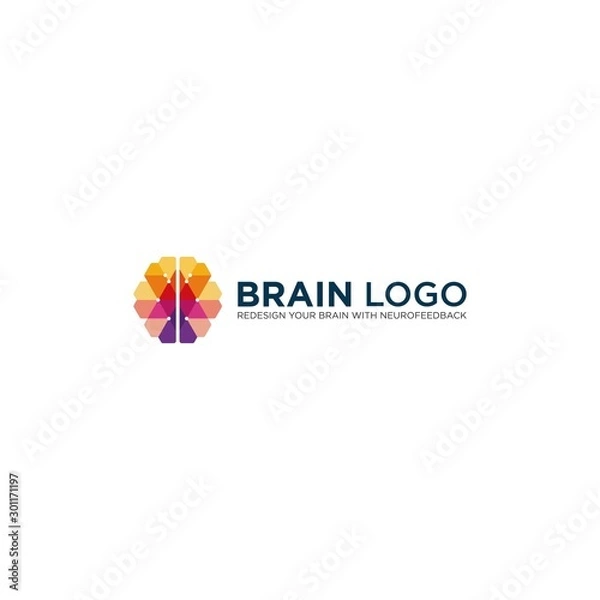 Fototapeta simple brain abstract vector logo