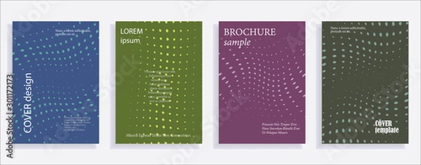 Fototapeta Minimalistic cover design templates. Set of layouts for covers of books, albums, notebooks, reports, magazines. Line halftone gradient effect, flat modern abstract design. Geometric mock-up texture