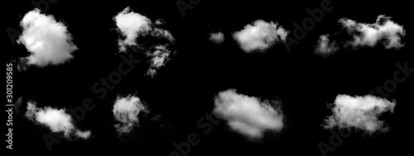 Fototapeta White clouds set with black background
