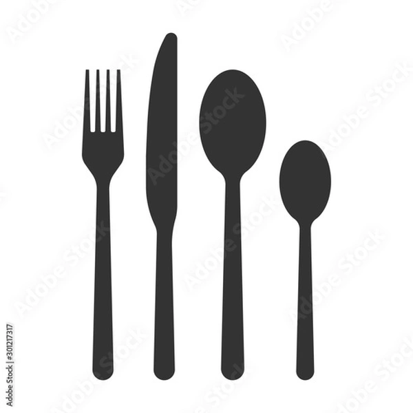 Fototapeta Spoon fork knife vector icon, restaurant symbol. Vector stock illustration.