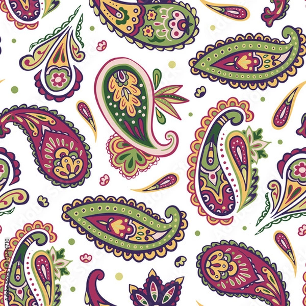 Obraz Indian colorful rug paisley ornament pattern design