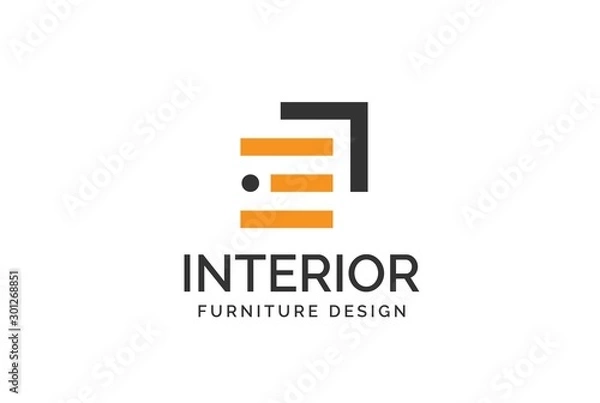 Fototapeta Simple minimalist abstract furniture interior logo design with flat vector graphics