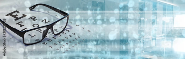 Fototapeta Test wzroku z technologią optometrysty z wykresem wzroku